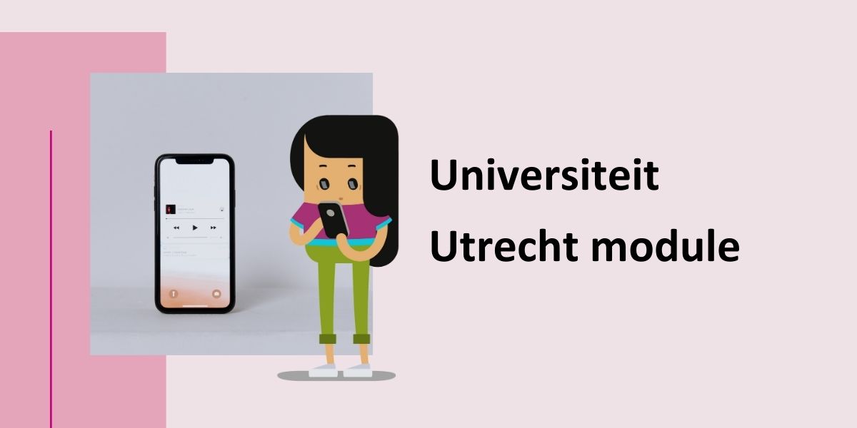 Universiteit Utrecht module met een foto van een smartphone en de Mirro-avatar van de module Je smartphone de baas!